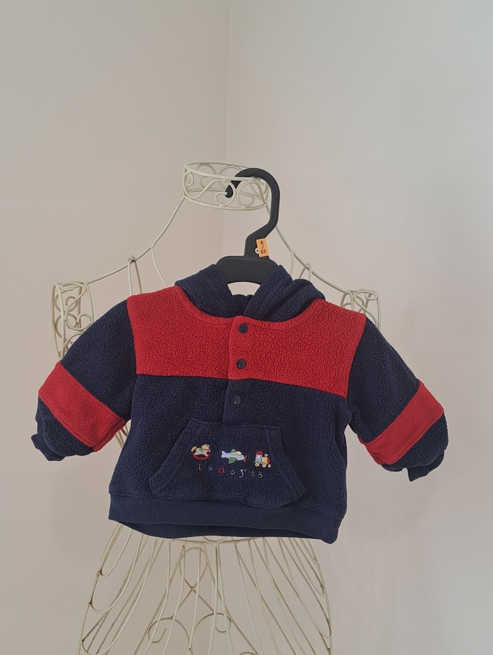 Vintage Y2K Simply Basic Baby Boy Embroidered Hooded Sweatshirt, Size 3-6 Months